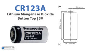 CR123A Button Top Lithium Manganese Dioxide Battery 3V e3