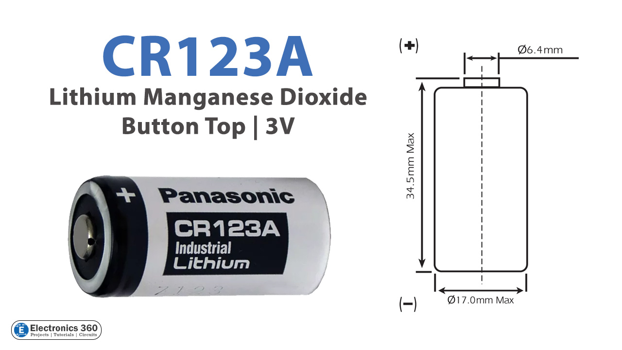 CR123A Button Top Lithium Manganese Dioxide Battery 3V e3